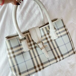Vintage Burberry Nova Check Baby Blue and Cream Hand Bag